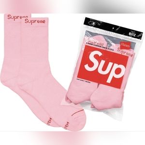 Supreme Hanes Crew Socks Pink Single Pair (1) Size 6-12 Unisex